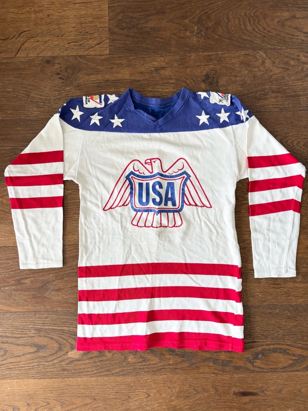 Vintage 1976 Team USA Hockey #2 Knit Canada Cup Jersey Size Small